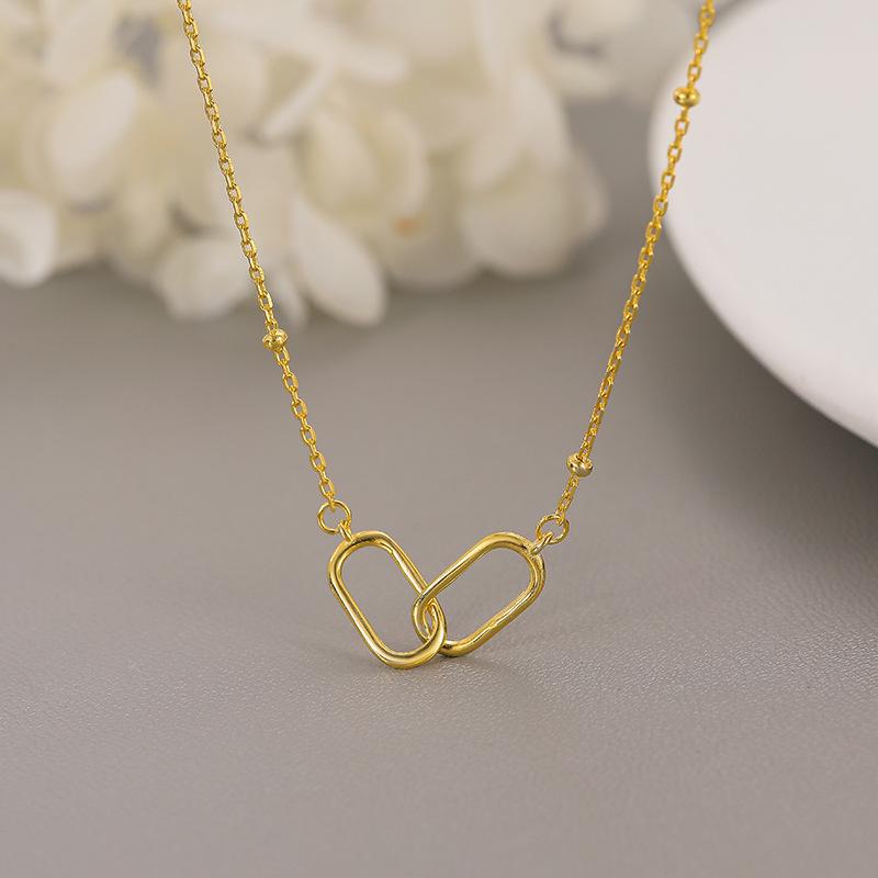 Banyan Tree S925 Silver Geometric Cross Necklace for Women - Trendy Paperclip Chain, Cold Style Clavicle Jewelry.