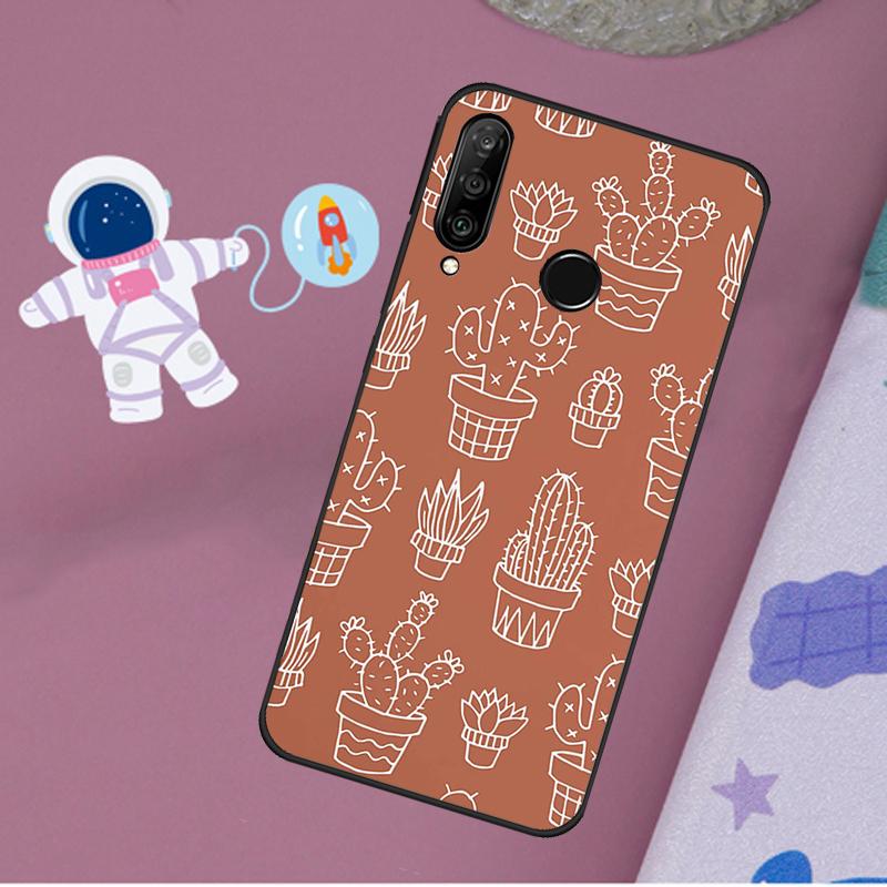 Boho Botanical Leaf Cow Cactus For Huawei Nova 11i 7i 8i 12i 12s Y73 Y70 Y90 Y60 Y72 Y61 Y91 9 10 SE P40 Lite P30 Pro Case