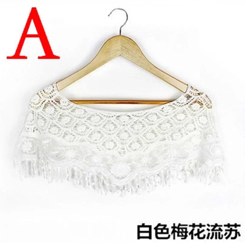 1 Pcs Out Hijab Scarf Elegant Ladies Shawl Fashion Tassel Lace Scarf Women Fashion Hollow Hook Flower Short Small Vest Cover