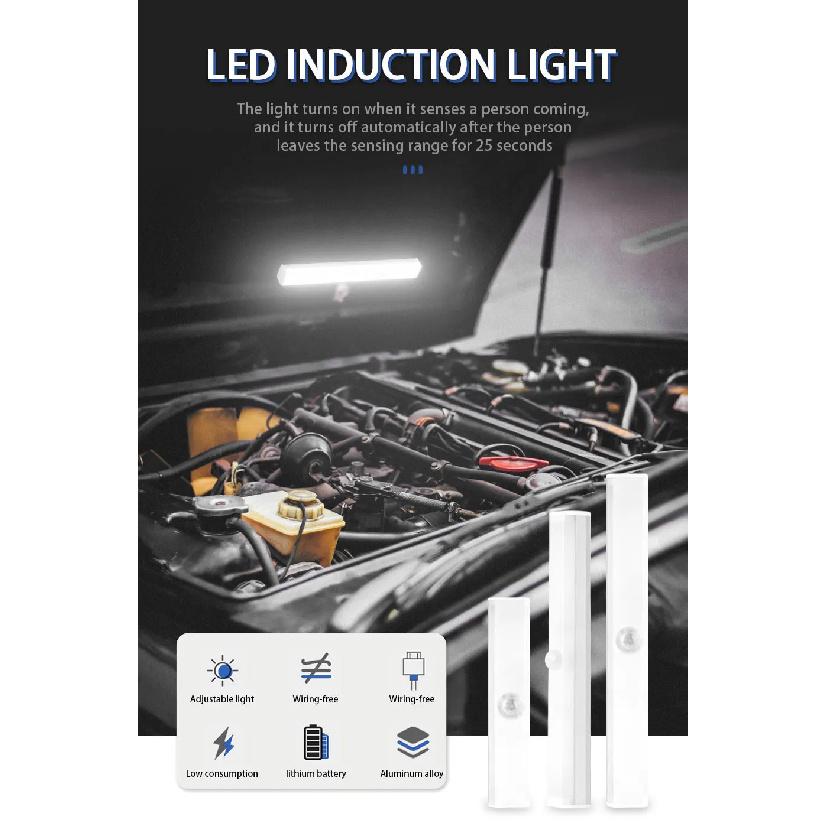 SEAMETAL Wireless Led Sensor Light for Car Trunk Adjustable Brightness Motion Sensing Light 3-Color USB Charging Night Lamp