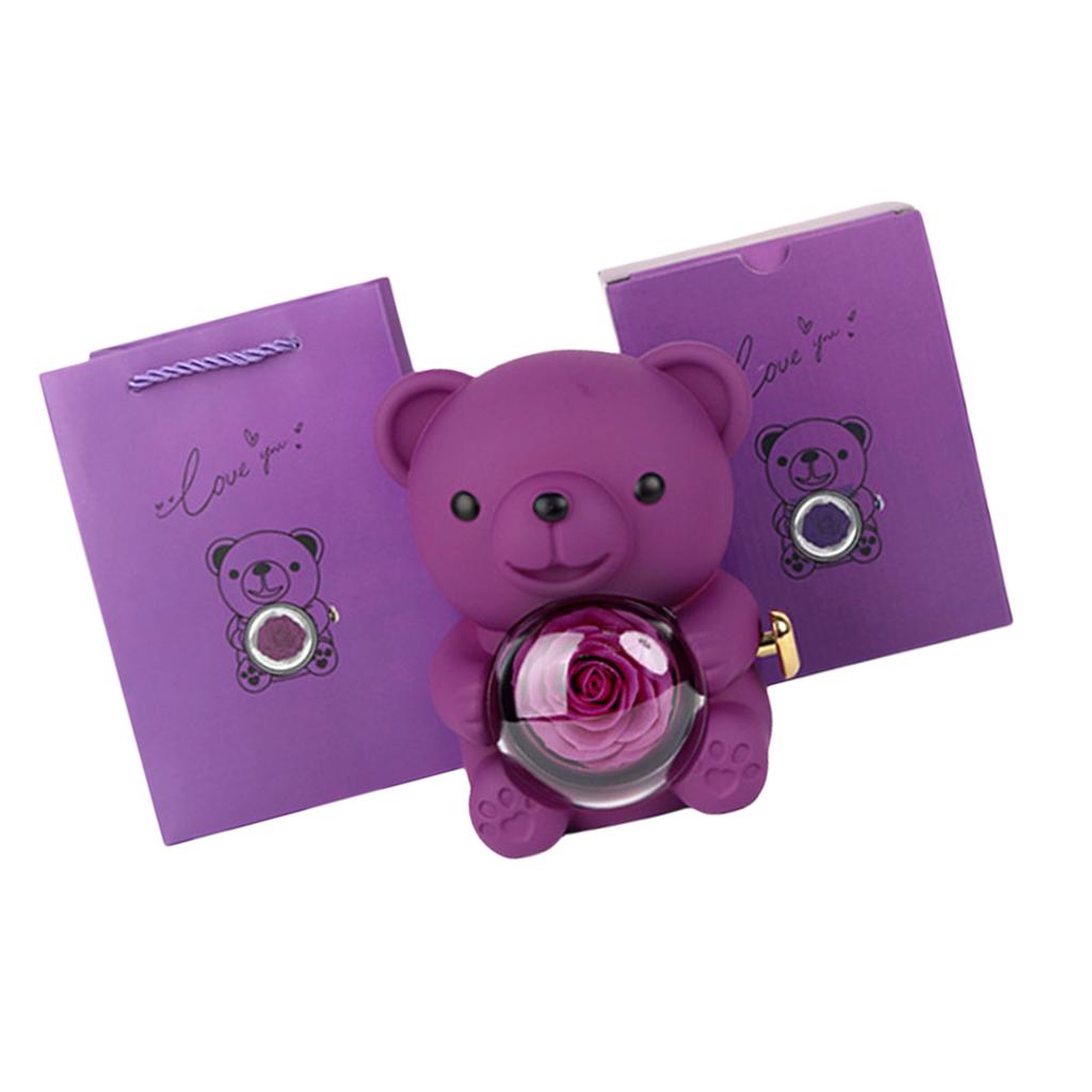 Romantyczny Miś Pudełko Prezentowe z Różą Konserwową Eleganckie na Walentynki Dzień Matki Śluby Rocznice Różne Kolory