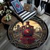 Steam Locomotive Art Round Area Rug Under Office Chairs Bedroom Living Room Home Decor