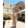 Off-the-shoulder European and American Women's Clothing Fashion Chiffon Printing Fairy Long Temperament Evening Dress Dress