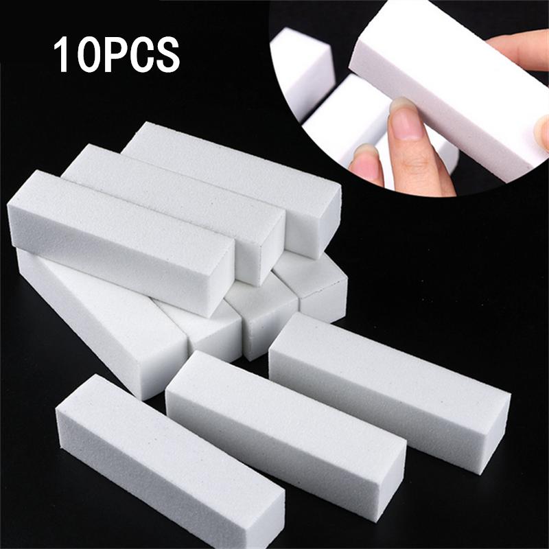 

10 шт. Белые пилочки для ногтей, шлифовальный блок, маникюр, педикюр, уход, нейл-арт, шлифовка, полировка, губки-бафферы, инструменты для пилок для ногтей