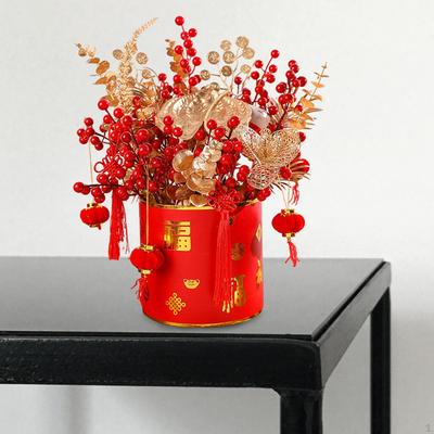 Artificial Floral Pot Chinese Year Table Decoration Size 18x30cm for Bringing Luck, Prosperity,