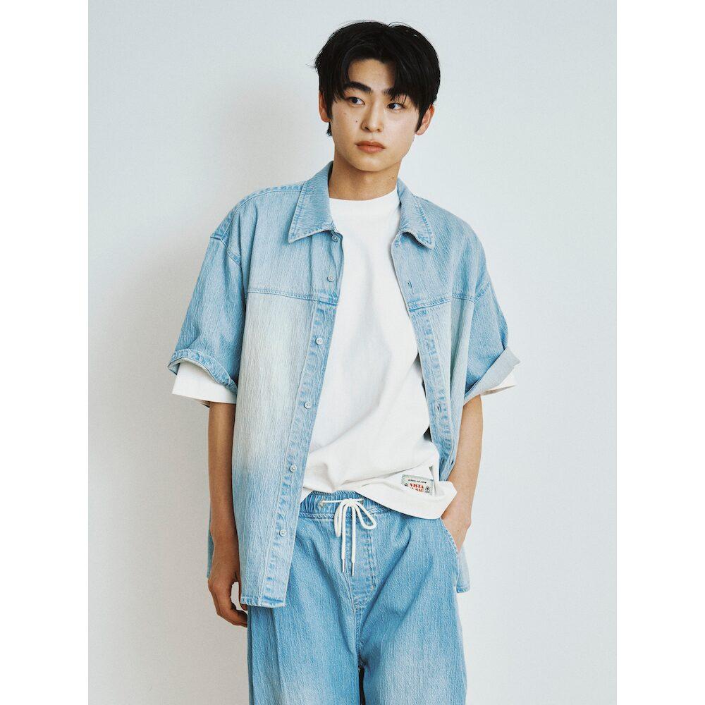 8seconds Textured Short Sleeve Denim Shirt Sky Blue