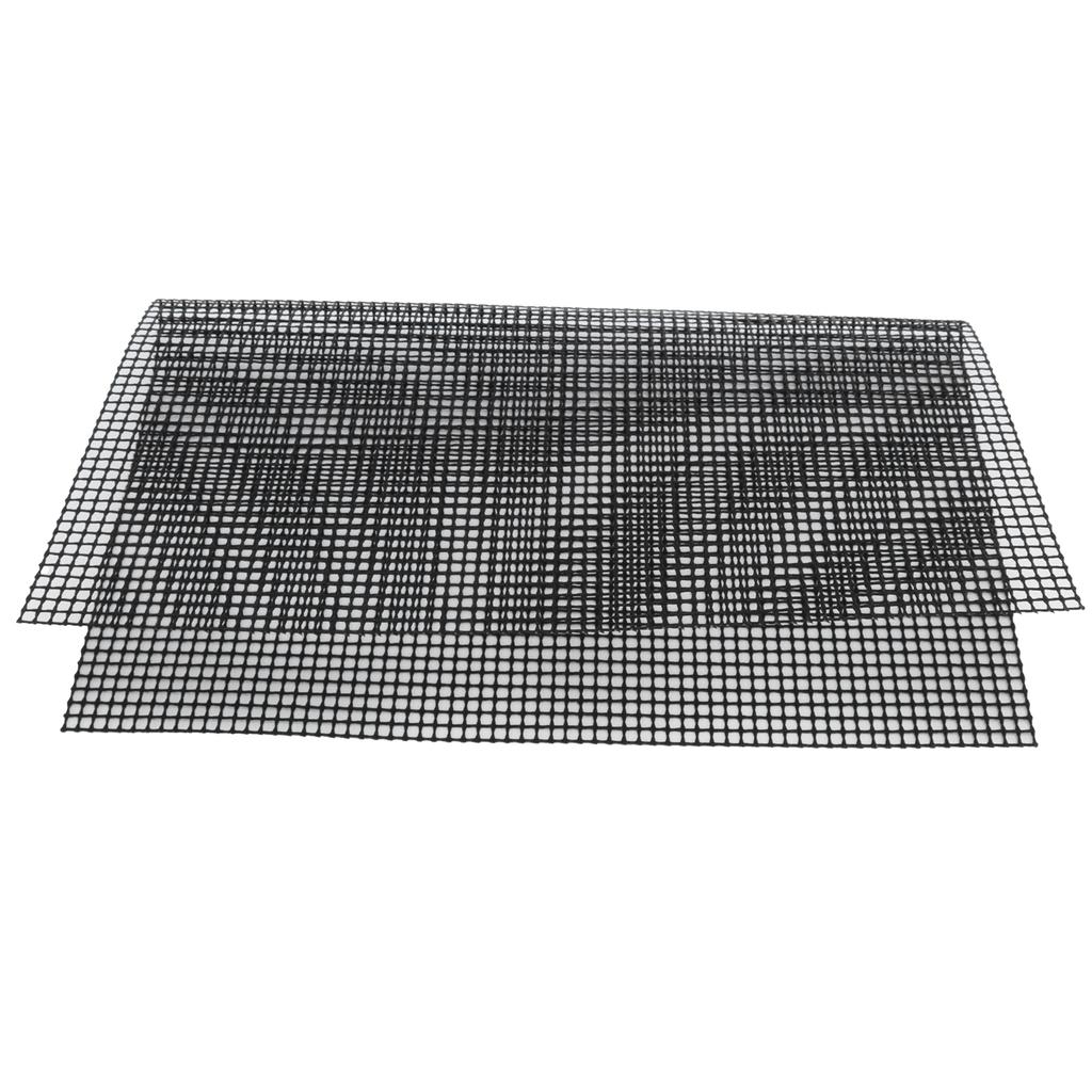 Food Grade NonStick Grid Sheet Multifunctional Barbecue Grid Mat for Barbecue Outdoor(Black 33x40cm )