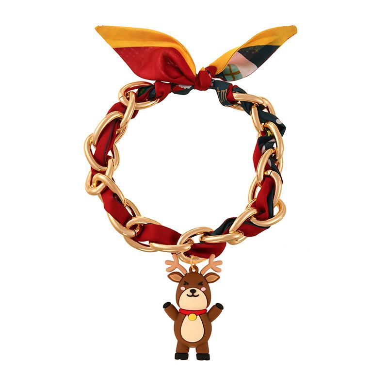 European-American Christmas Necklace with Snowman, Hat, Bell, and Tassel Charms