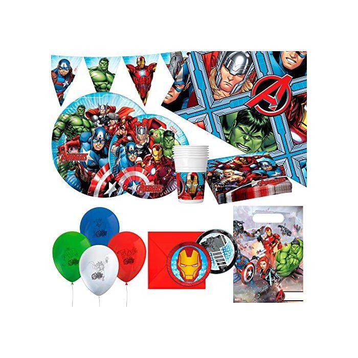 Avengers Party-Set - Disney - 66 Teile - 8 Personen - Mehrfarbig - Thor, Hulk, Captain America, Iron Man