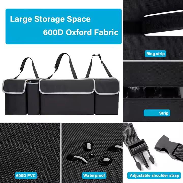 Car Trunk Backseat Storage Bag Large Capacity Multifunctional Black Oxford Car Seat Back Organizers Auto Interior Accessories
