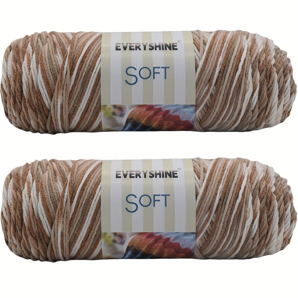 Soft Acrylic Yarn 2-Pack 190 g/pc 5Ply Medium Weight  Multicolor Yarn for Knitting, Crochet & Crafts - Ideal for Sweaters