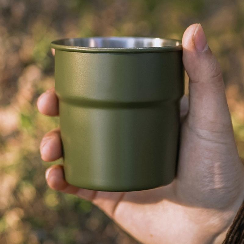 5/6pcs Stackable Camping Water Cup 300ml Teas Coffees Milk Beer Mug Stainless Steels Drinking Cups Outdoor Travel Cups