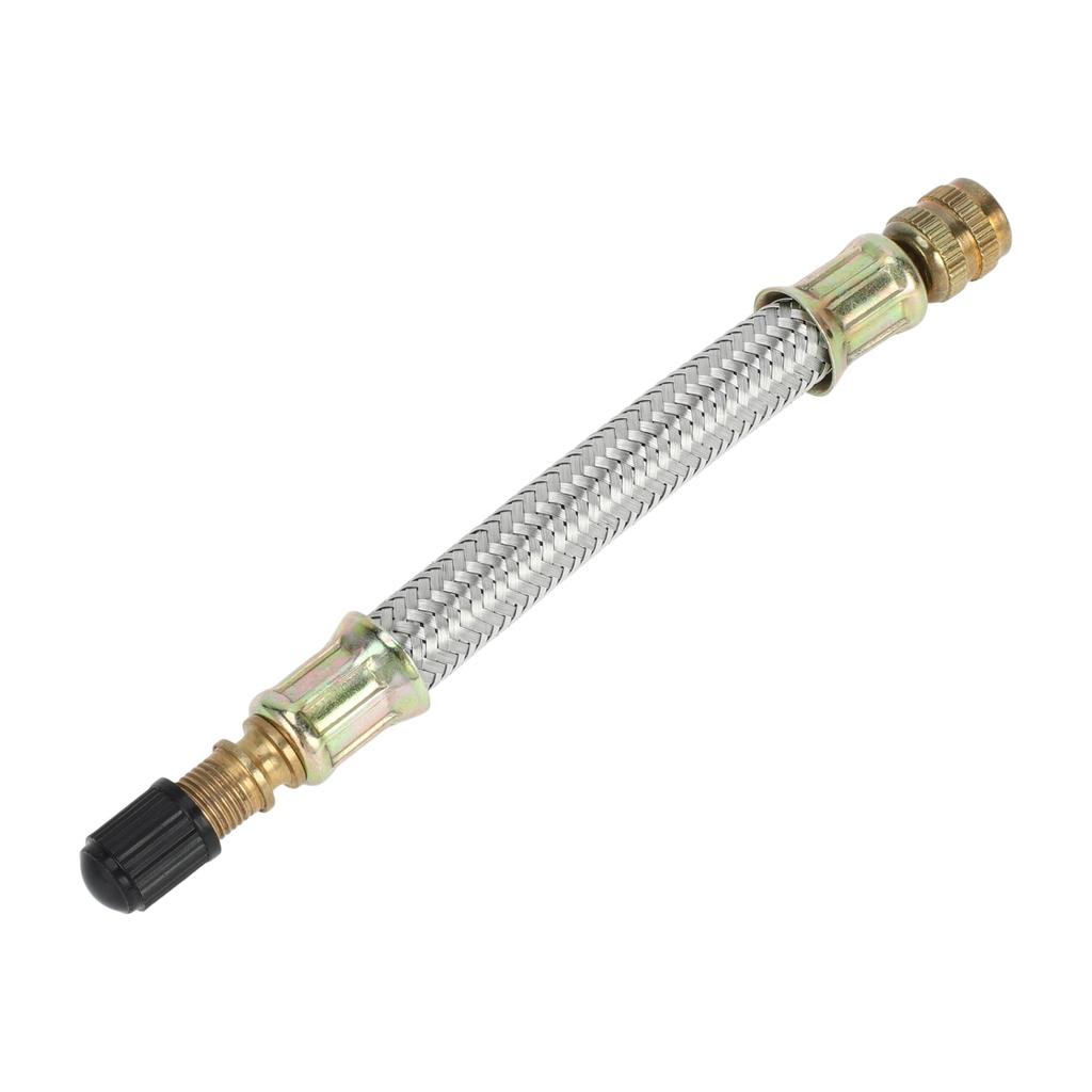 A ABSOPRO Tire Valve Stem Air Inflation Adapter Durable 120mm Long Tire Valve Extension Pure Copper Stainless Steel Silver Tone