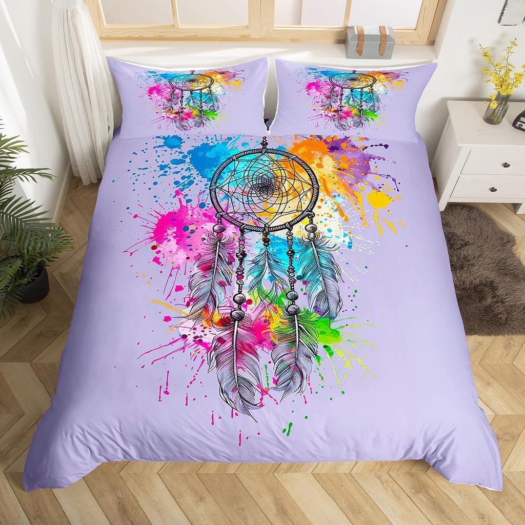 Comforter Dream Catcher Comforter For Girls Women Boho Feather Single Queen Exotic Bohemian Mandala Floral Bedding Set