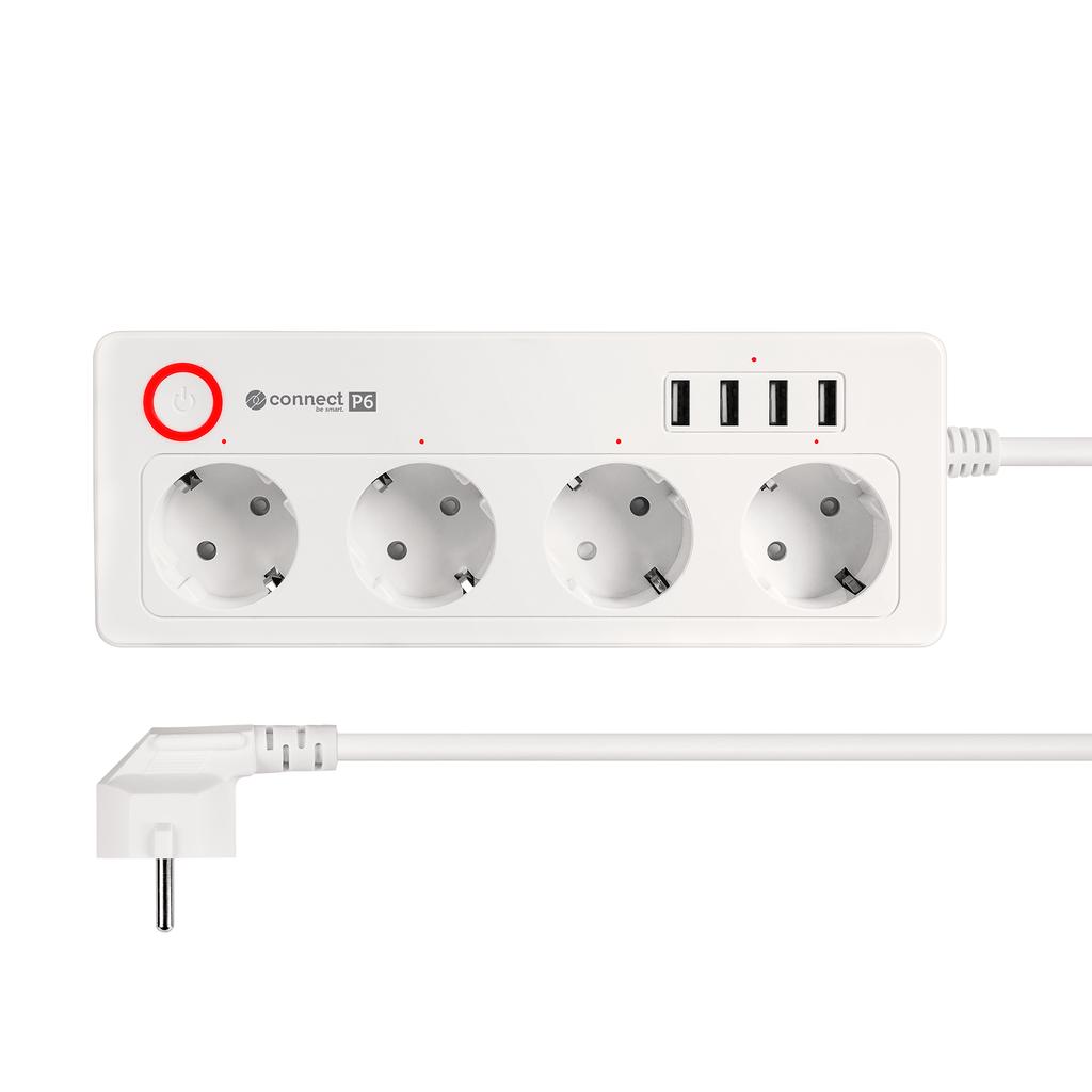 Listwa sieciowa przedłużacz 4 gniazda 4xUSB 2100 mA kabel 1.5 m Tuya