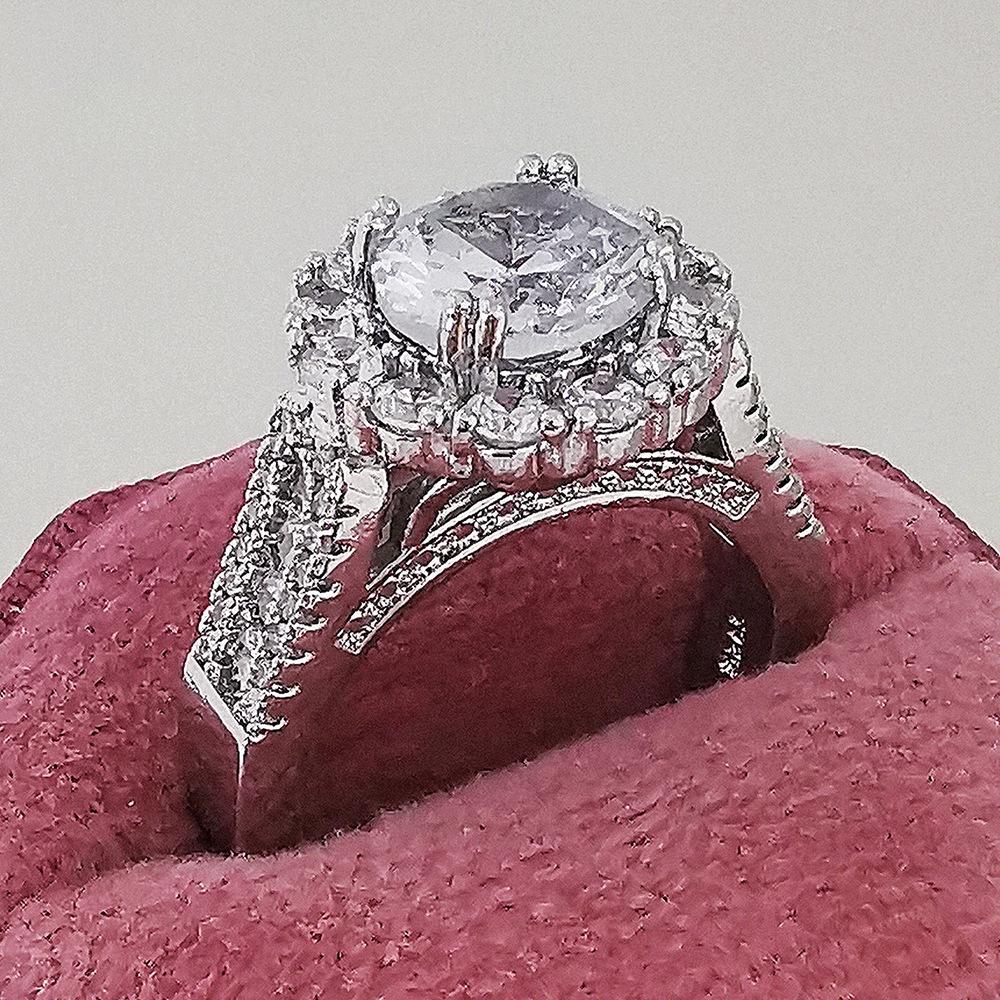 

Moonso Женское кольцо-заявление с микропаве из бриллиантов по всей поверхности R5041 Size 8 белый