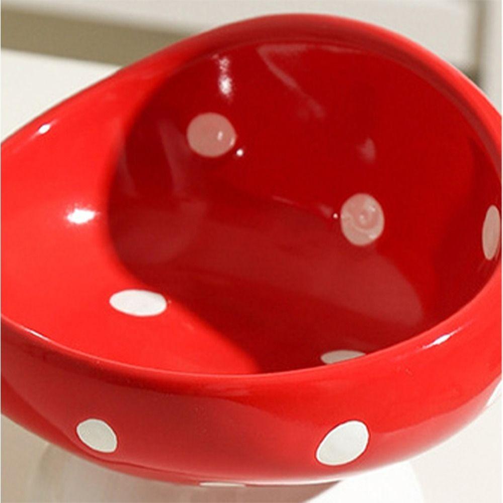 Cute Mushroom Cat Bowl Slanted Mouth Multi-use Dog Food Feeding Basin Non-slip Ceramic Pet Drinking Feeder Water Container