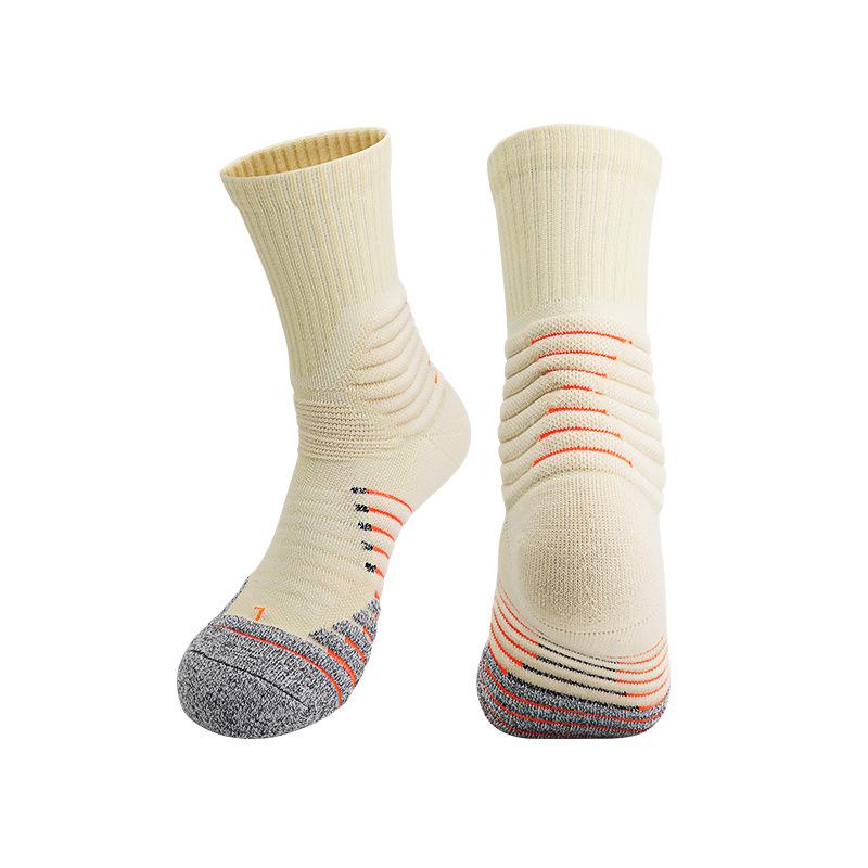 Summer Elite Men's Anti-slip Mid-calf Sports Socks: Durable, Thick, Towel Bottom, Perfect for Basketball & Cycling.