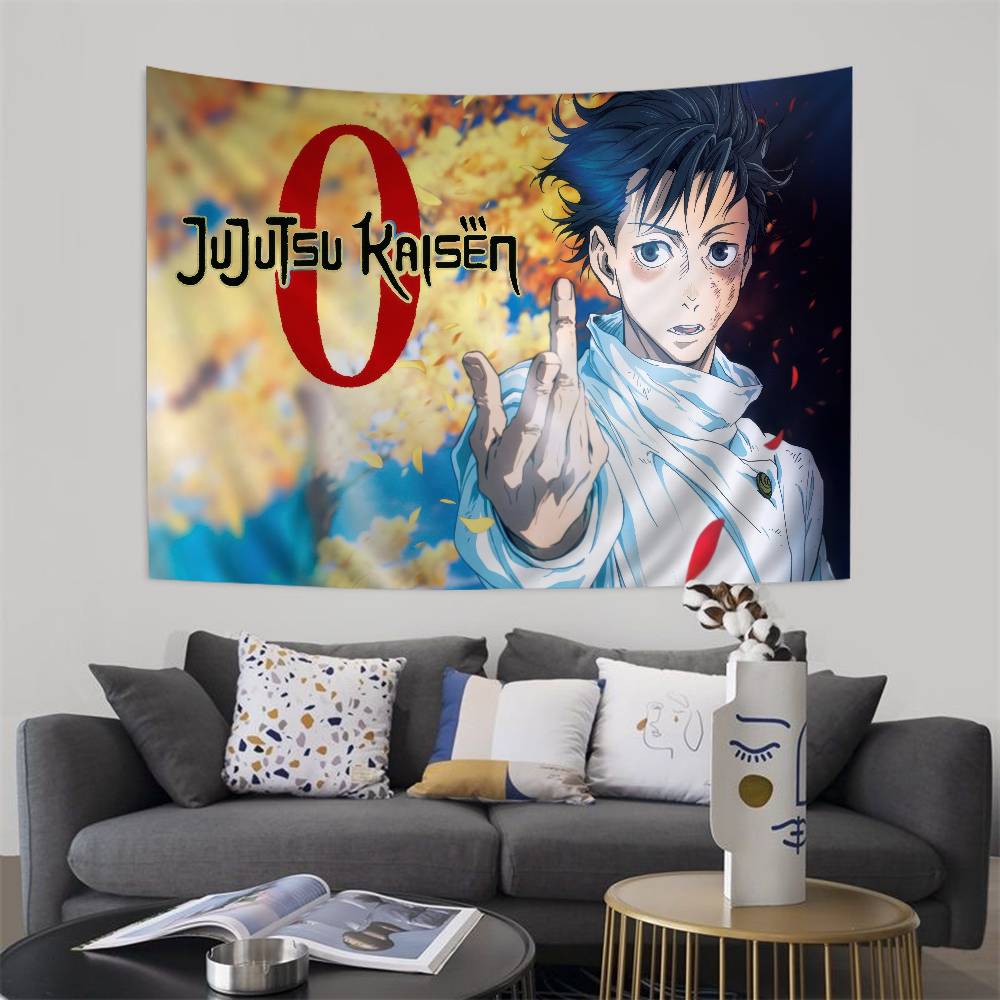 Popular Anime Jjujutsu Kkaisen Printed Large Wall Tapestry Indian Buddha Decoration Witchcraft Bohemian Hippie Wall Art Decor