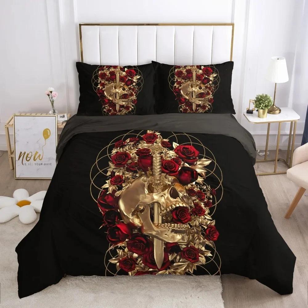 3D Scream Horror Skull Duvet Cover Set Queen Size Sugar Skull Bedding Sets Single Twin Full King Comforter Cover Bedroom Decor