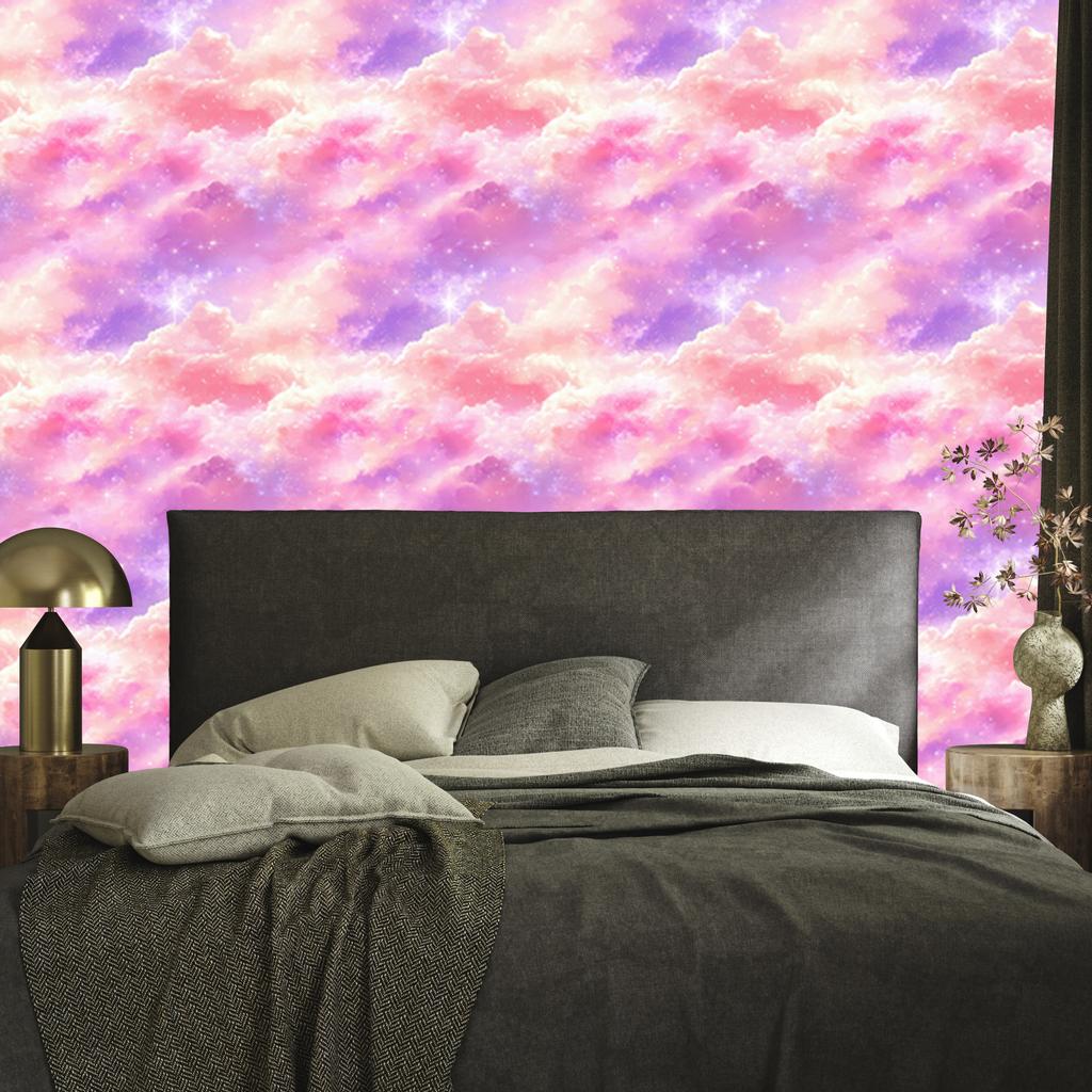 Watercolor Galaxy Wallpaper Powder Pink, Lavender, and Coral 50x1000
