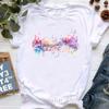 Watercolor Music Note Flowers Print T Shirt Girls Summer Fashion Tshirt Womem Hip Hop Tshirt Femme Harajuku Shirt Streetwear
