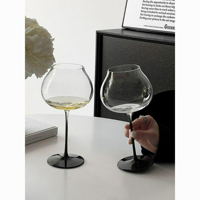 Lusso Francese Stelo Nero Ampia Coppa Bicchiere da Champagne Cristallo Ultra Sottile Calice da Vino per Home Bar Set Vintage da Dessert Brindisi Festa