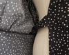 Women's Petite French Polka Dot V-Neck Long-Sleeve Belted Dress - Short Skirt for Spring & Autumn.