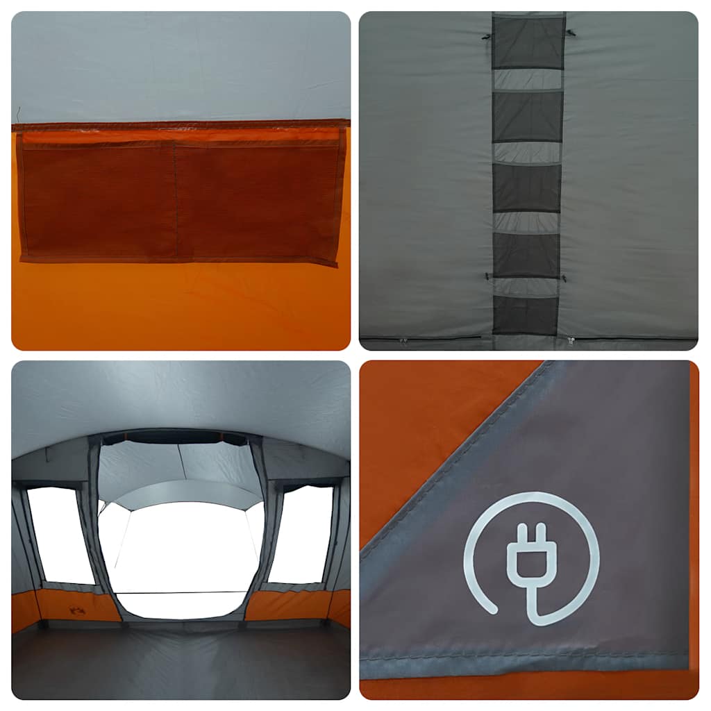 Tunnel Tent for 5 Persons Grey and Orange Waterproof