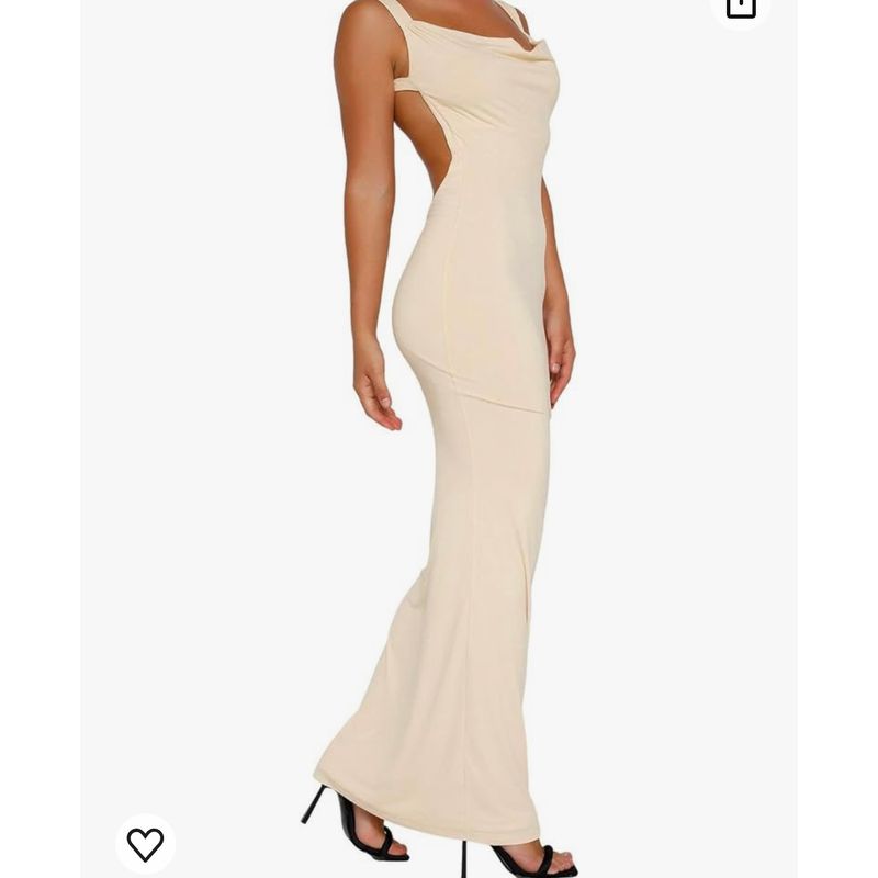 

Export Single Lady Sexy Open Back Pile Collar Long Waist Sexy Dress Evening Dress Retro Summer Bride Dress Champagne M