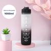 Gradient Color 1L Sports Water Bottle with Straw - Large Capacity Outdoor Plastic Space Cup