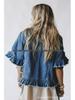 Autumn Women's Ruffle Hem Tassel Denim Top