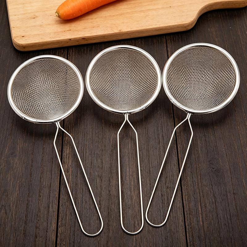 Stainless Steel Colander for Filtering Soy Milk, Juice, Kitchen Strainer, Noodle Cooking Ladle, Empty Handle Oil Net, Oil Straining Net, Filtering Net