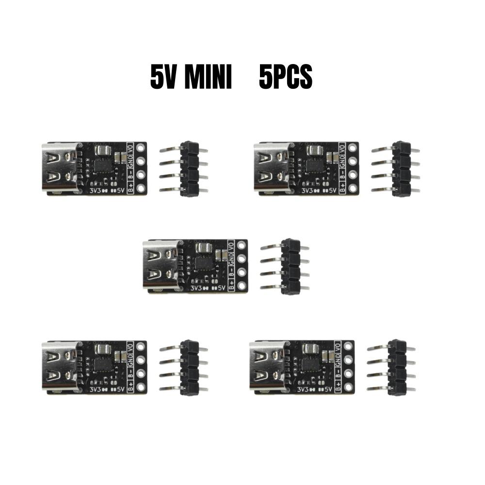 1PCS/5PCS Low Heat High Efficiency UPS Power Module 3.3/5V 1.5A/1A Type C for STM32 ESP32 Lithium Battery Charger