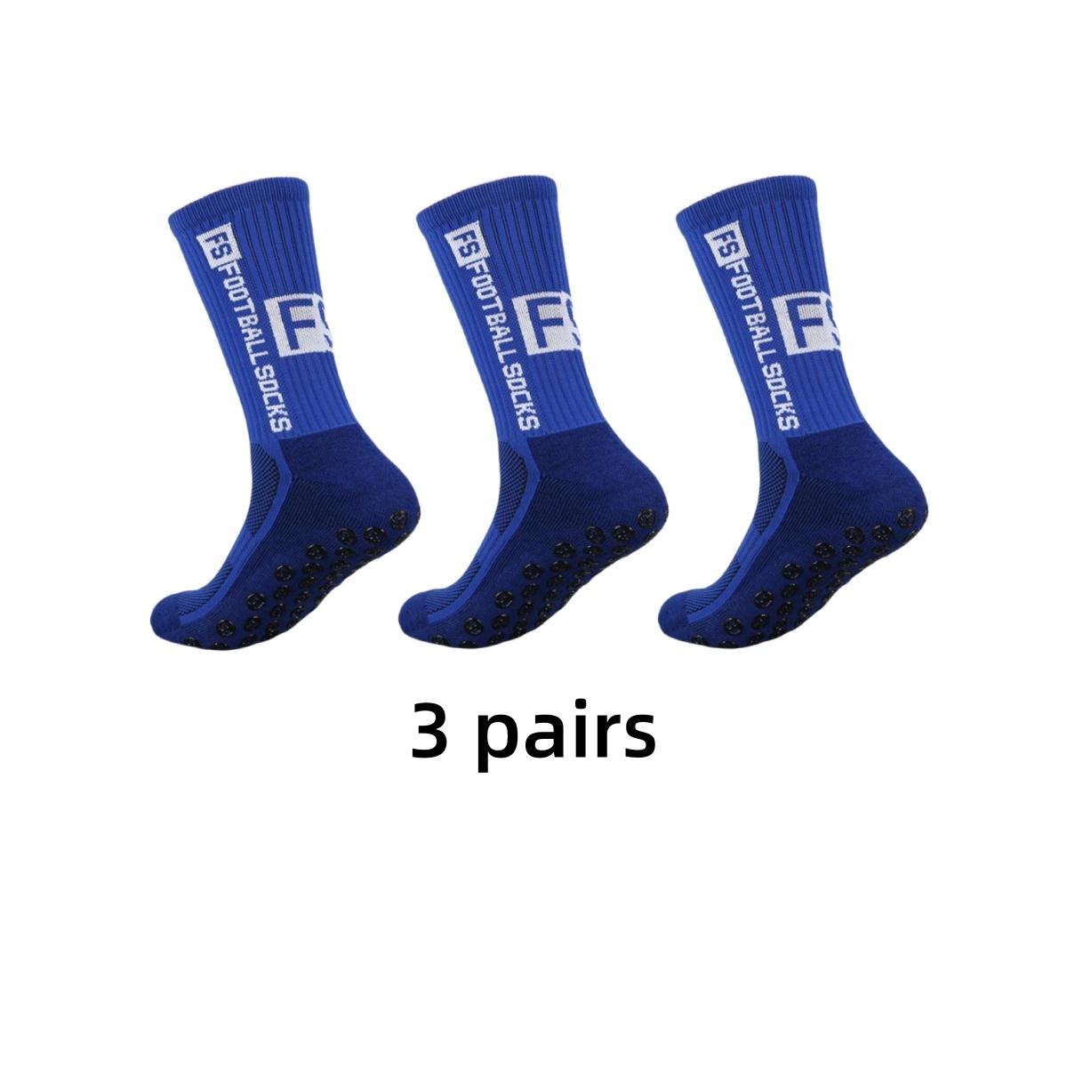 

3 пары нескользящих футбольных носков, мужские фрикционные прокладки, беговые, ледовые, снеговые, походные, спортивные, выше колена, носки для баскетбола
