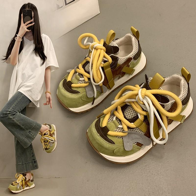 

Модные дизайнерские массивные кроссовки для мужчин, обувь с закрытым дном, модные повседневные кожаные дышащие туфли с увеличенной внутренней платформой 35 жёлтый