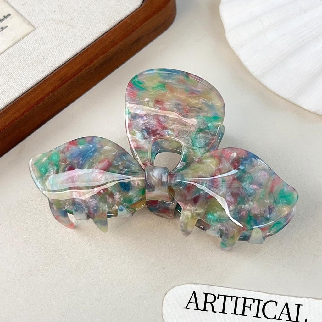 Elegant French-style Bow Hairclip Colorful Acrylic Hair Claws Crab-claw Clip, Updo Hairpin High-quality Women's Hair Accessories