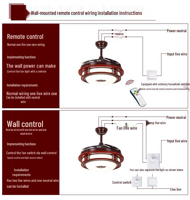 Smart Retro Chinese Ceiling Fan Light with Silent Operation and Eye Protection for Bedroom & Study