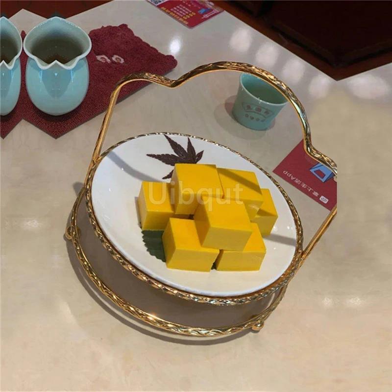 Creative pattern three layer Mini snack rack Fruit plate KTV bar restaurant tableware Cake rack Snack plate Water cube cake rack