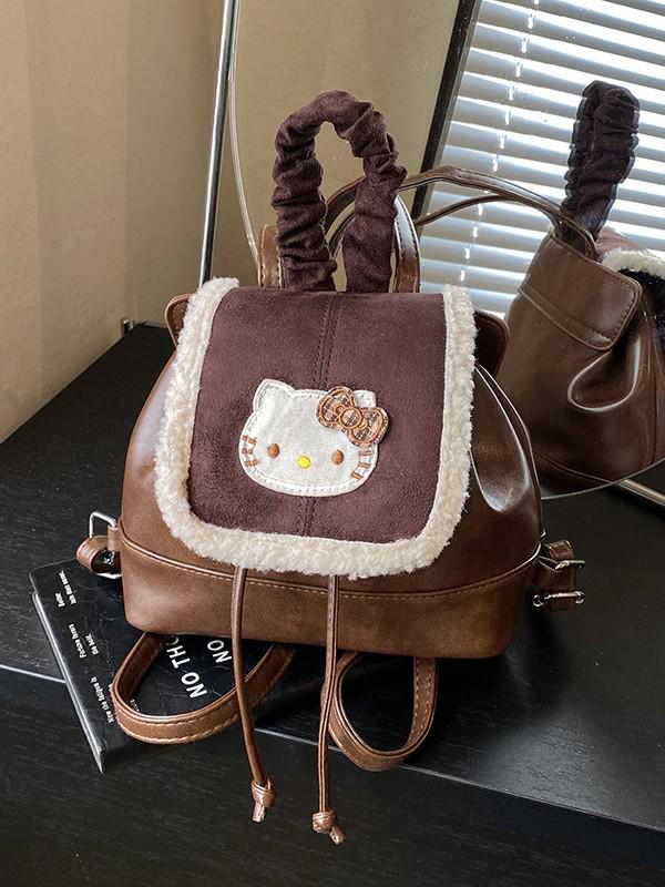 Retro Kitten Plush Mini Backpack for Kids - Cute & Versatile Small Bag