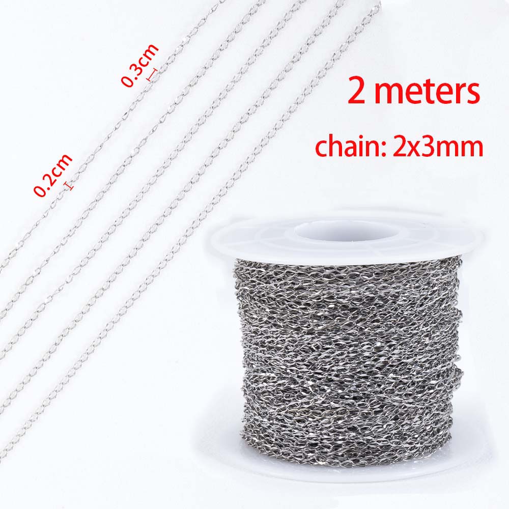 2Meters/1Meter Stainless Steel Chain High Quality Gold Color Chains for Bracelet Necklace Jewelry Making DIY Findings Wholesale