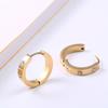 Stainless Steel Rose Gold Crystal Stones Hoop Earrings Jewelry Women Ladies Minimalism Earrings Jewellery Gift for Him