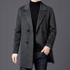 Men's Double-Breasted Wool Coat - Mid-Length, Suit Collar, Thickened for Autumn/Winter.