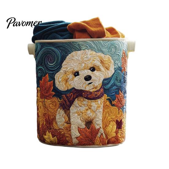 Cozy Laundry Hamper Quilted Basket, Thick Durable Fabric Storage Hamper, with Lightweight Basket Reinforced Handles, Clothes Toys Organizer