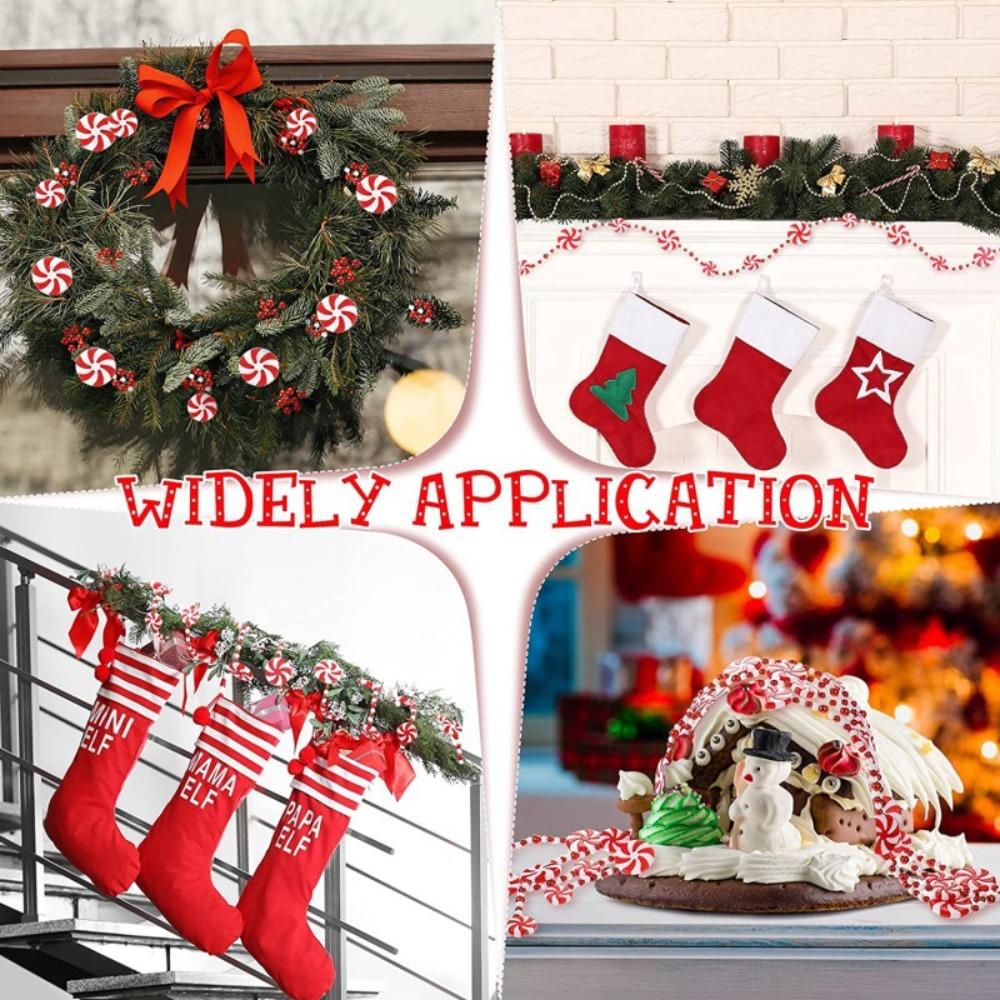 Acrylic Christmas Peppermint Bead String Lollipop Wreath Candy Pendant  Kids
