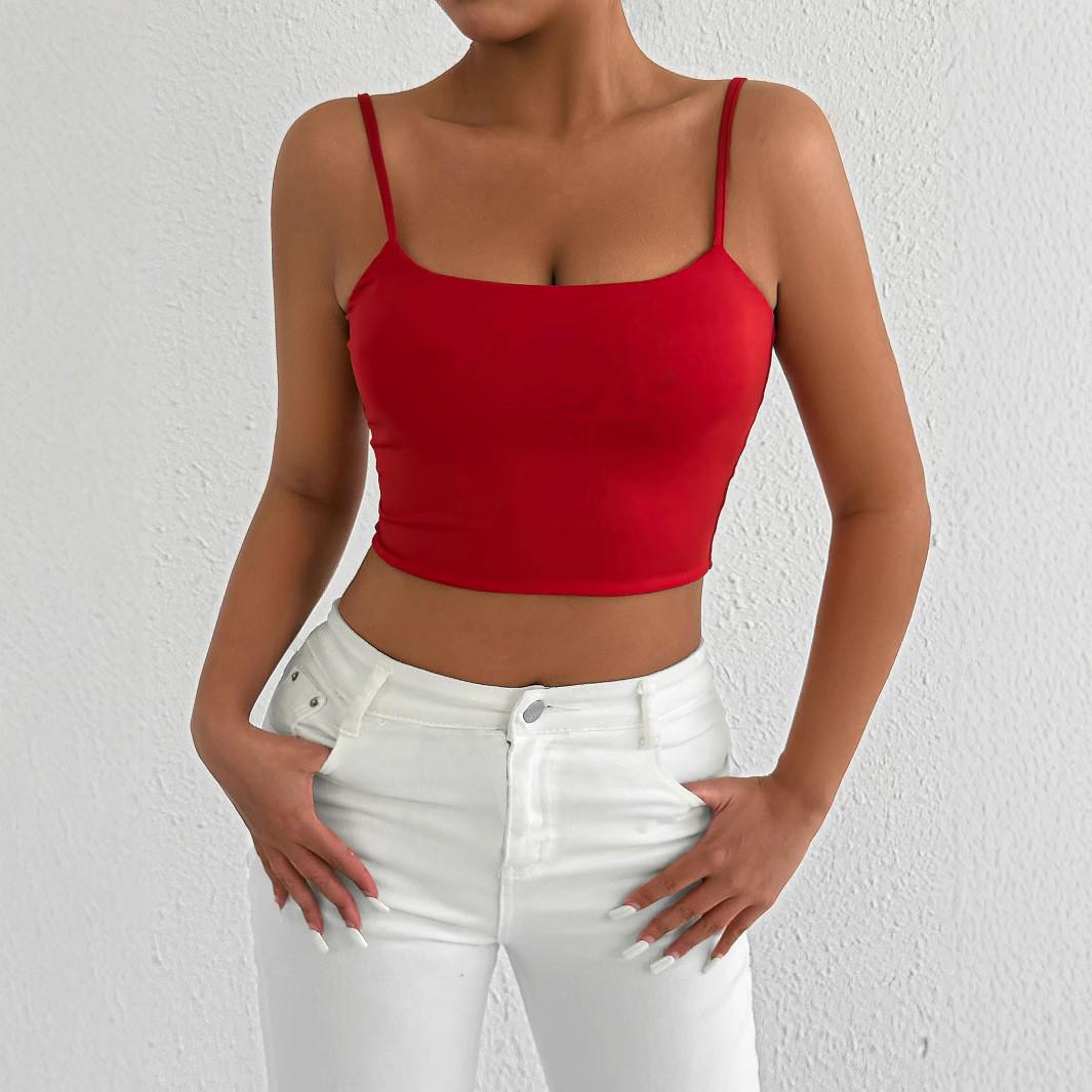 

Европейская и американская летняя сексуальная женская универсальная майка, открывающая живот - ультракороткий топ L красный