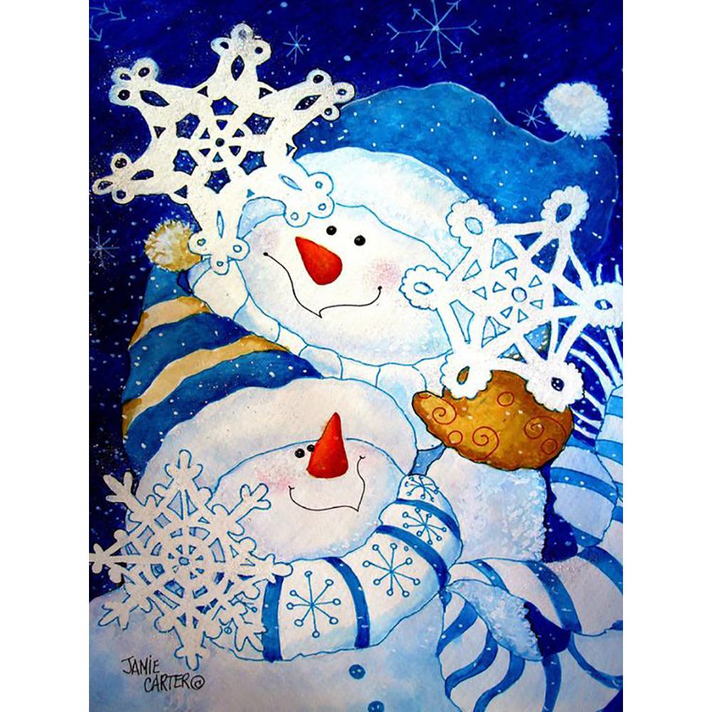 

5D DIY Бриллиантовая роспись Синий шляпа Снеговик Полная дрель Алмазная мозаика Мультфильм Вышивка крестиком Детский рождественский подарок Декор комнаты Full Square (20X30CM)