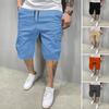 Calções Cargo Masculinos Cintura com Cordão Abaixo do Joelho Multi-Bolsos Calções de Verão para Rua Praia Férias Treino