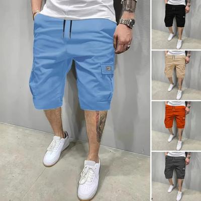 Herren Cargoshorts Kordelzug Taille Unter dem Knie Shorts Mehrere Taschen Sommershorts für Straße Strand Urlaub Workout Kleidung