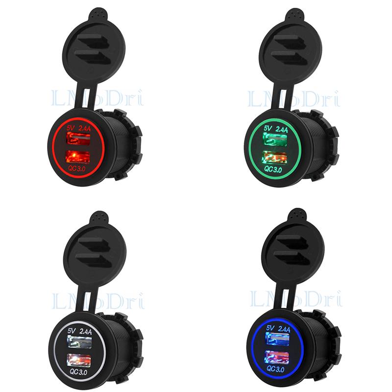 LMoDri New Motorcycle RV Super Fast Charge QC 3.0 Dual USB Auto ATV Phone Charger Waterproof Boat Yacht Tablet GPS Quick